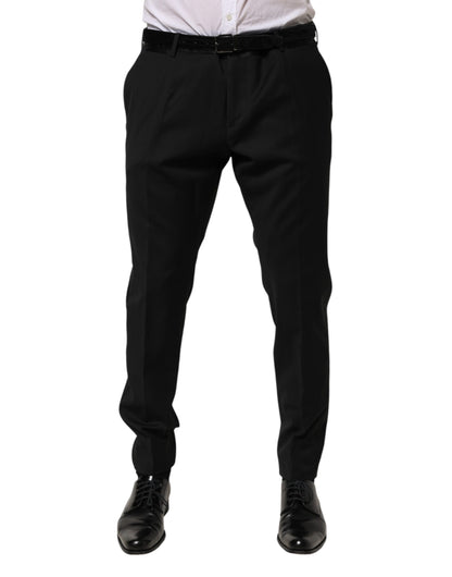 Black Wool Formal Dress Men Trouser Pants-Dolce & Gabbana-LabelTerrace.com