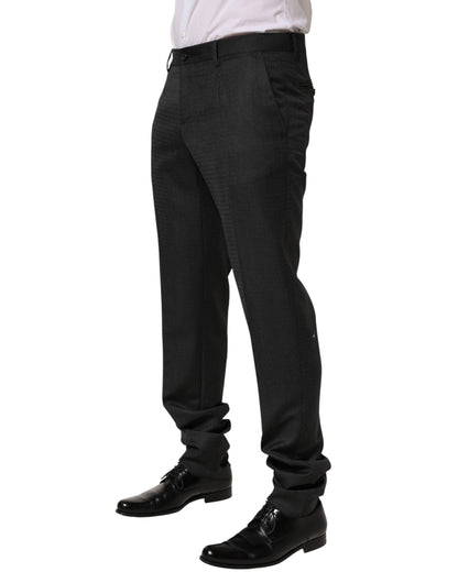 Black Wool Formal Dress Men Trouser Pants-Dolce & Gabbana-LabelTerrace.com