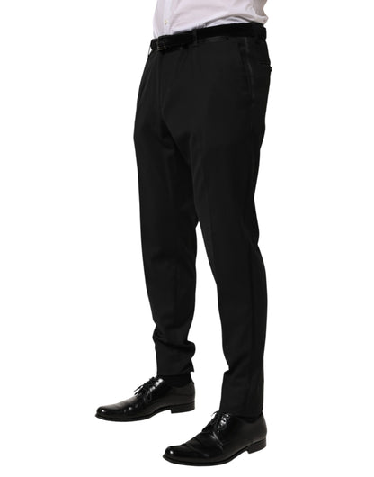 Black Wool Formal Dress Men Trouser Pants-Dolce & Gabbana-LabelTerrace.com