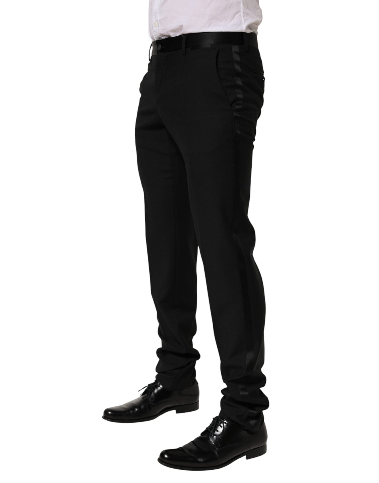 Black Wool Formal Dress Men Trouser Pants-Dolce & Gabbana-LabelTerrace.com
