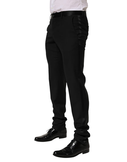 Black Wool Formal Dress Men Trouser Pants-Dolce & Gabbana-LabelTerrace.com