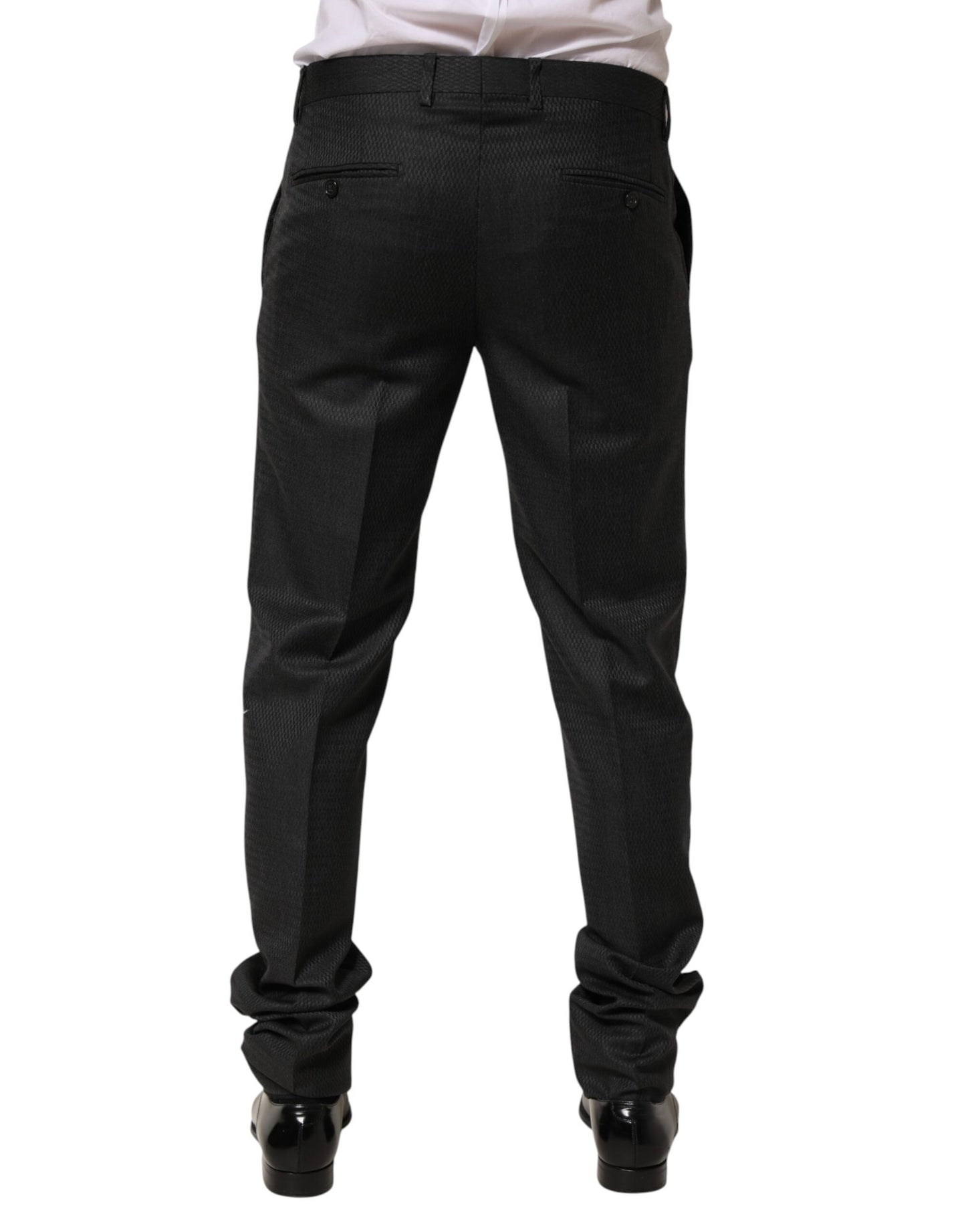 Black Wool Formal Dress Men Trouser Pants-Dolce & Gabbana-LabelTerrace.com