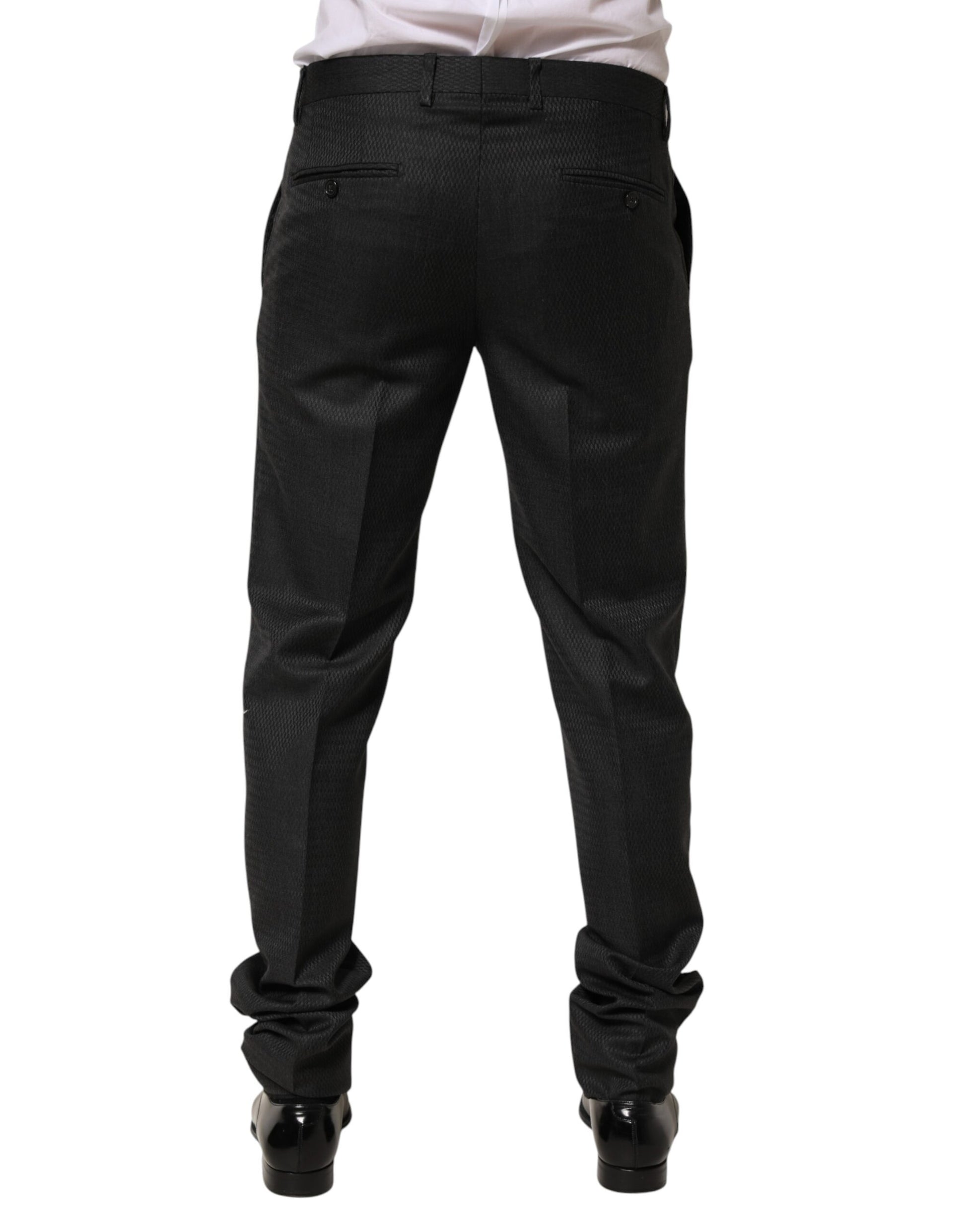 Black Wool Formal Dress Men Trouser Pants-Dolce & Gabbana-LabelTerrace.com