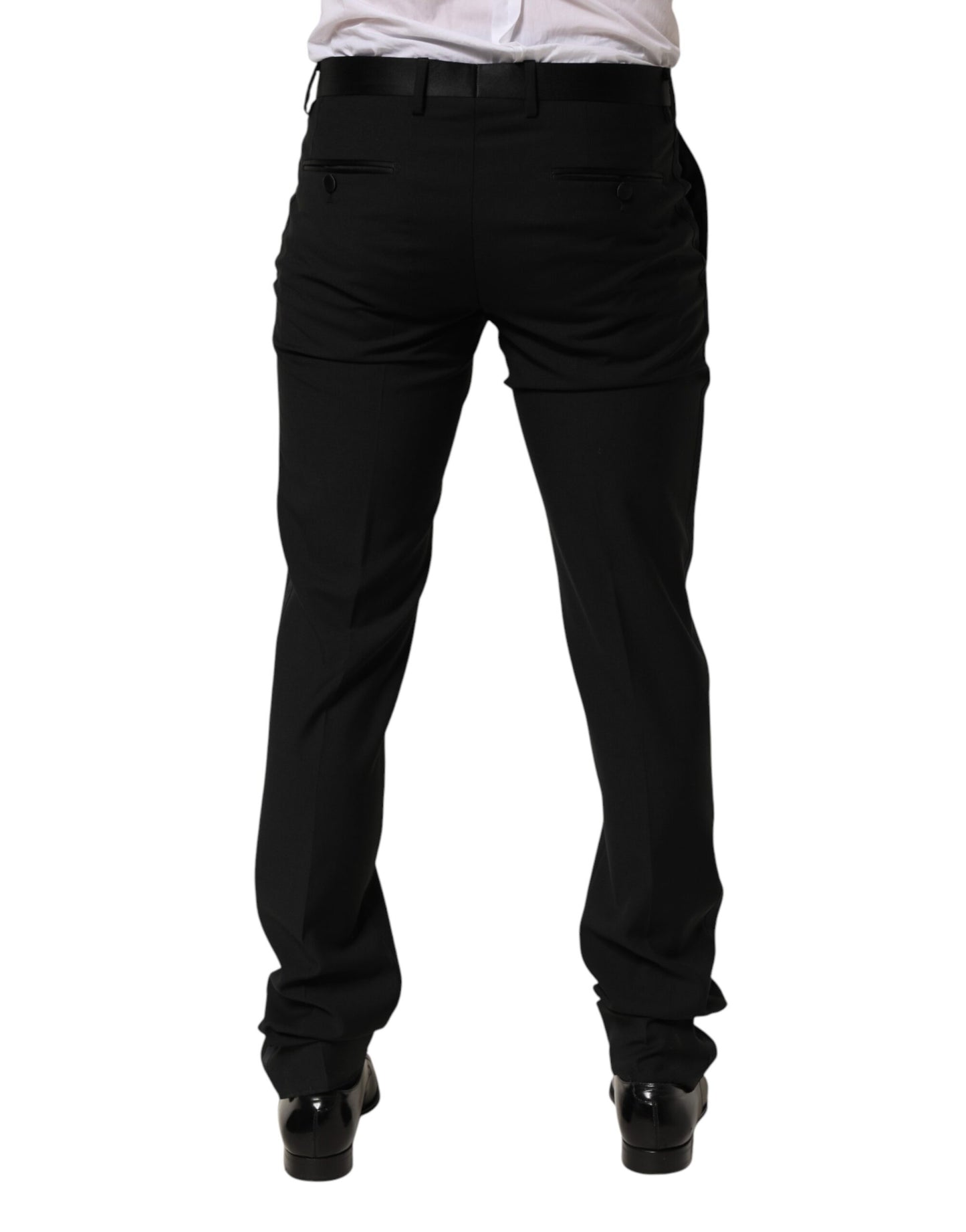 Black Wool Formal Dress Men Trouser Pants-Dolce & Gabbana-LabelTerrace.com
