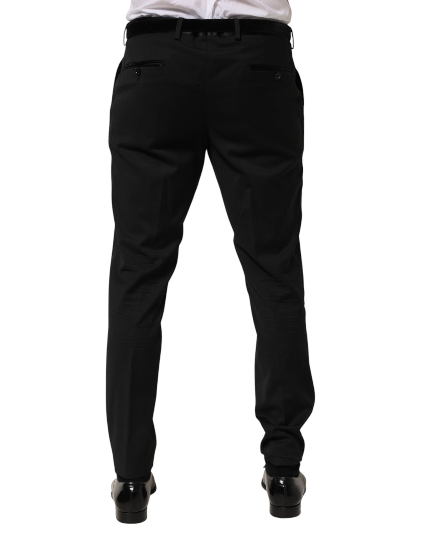Black Wool Formal Dress Men Trouser Pants-Dolce & Gabbana-LabelTerrace.com