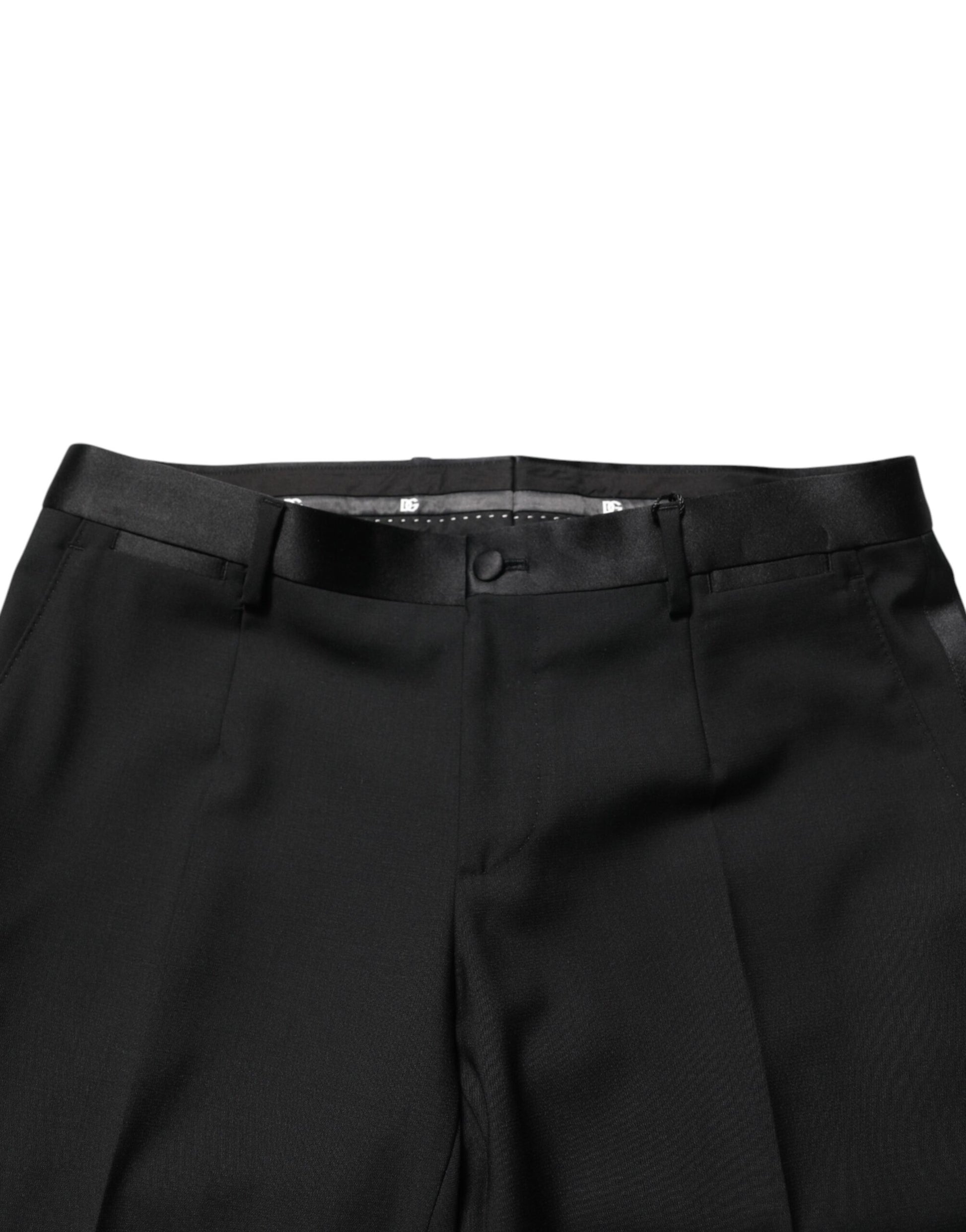 Black Wool Formal Dress Men Trouser Pants-Dolce & Gabbana-LabelTerrace.com