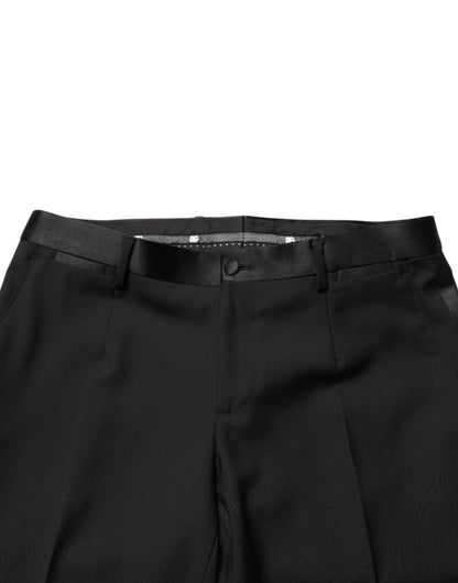 Black Wool Formal Dress Men Trouser Pants-Dolce & Gabbana-LabelTerrace.com