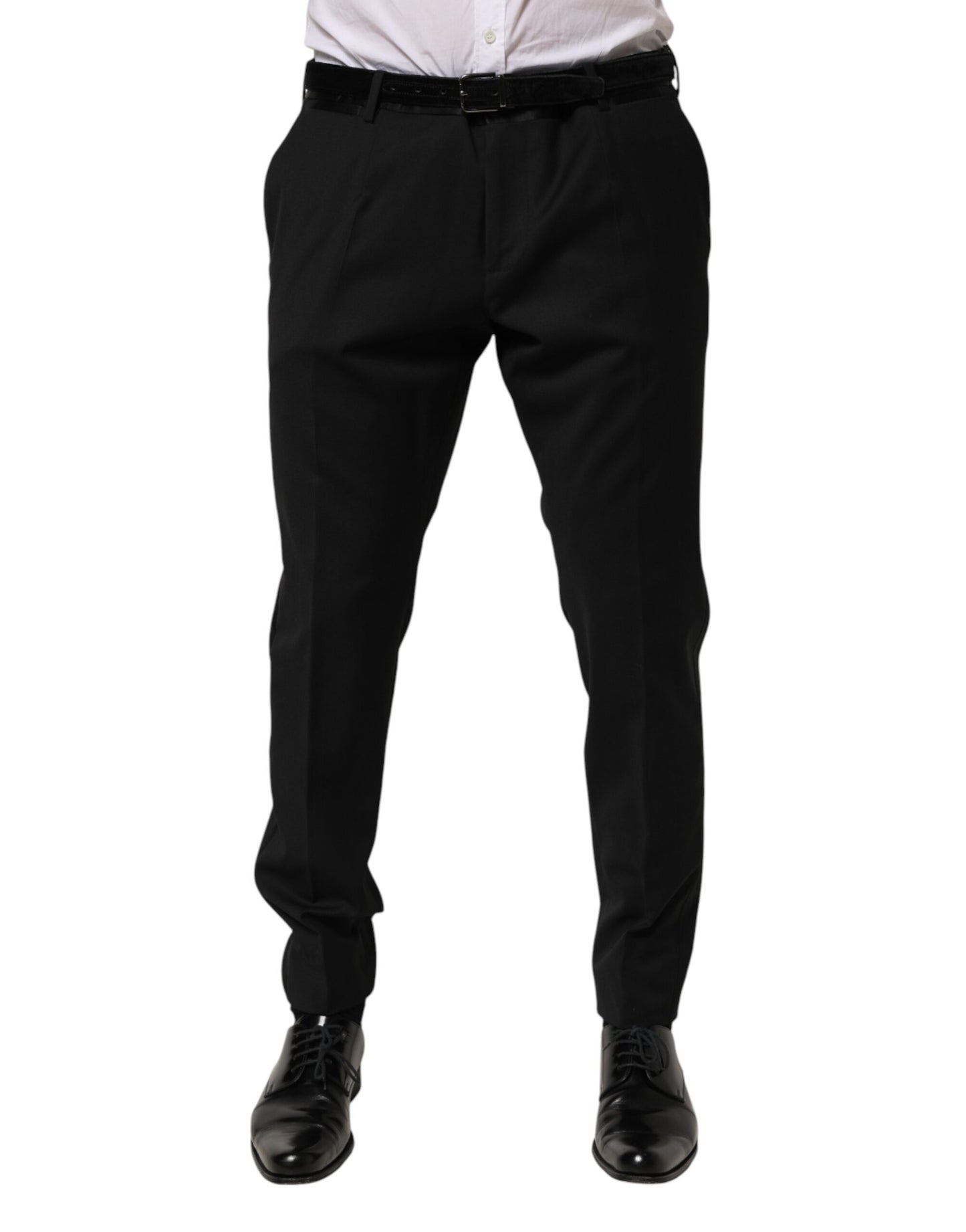 Black Wool Formal Dress Men Trouser Pants-Dolce & Gabbana-LabelTerrace.com