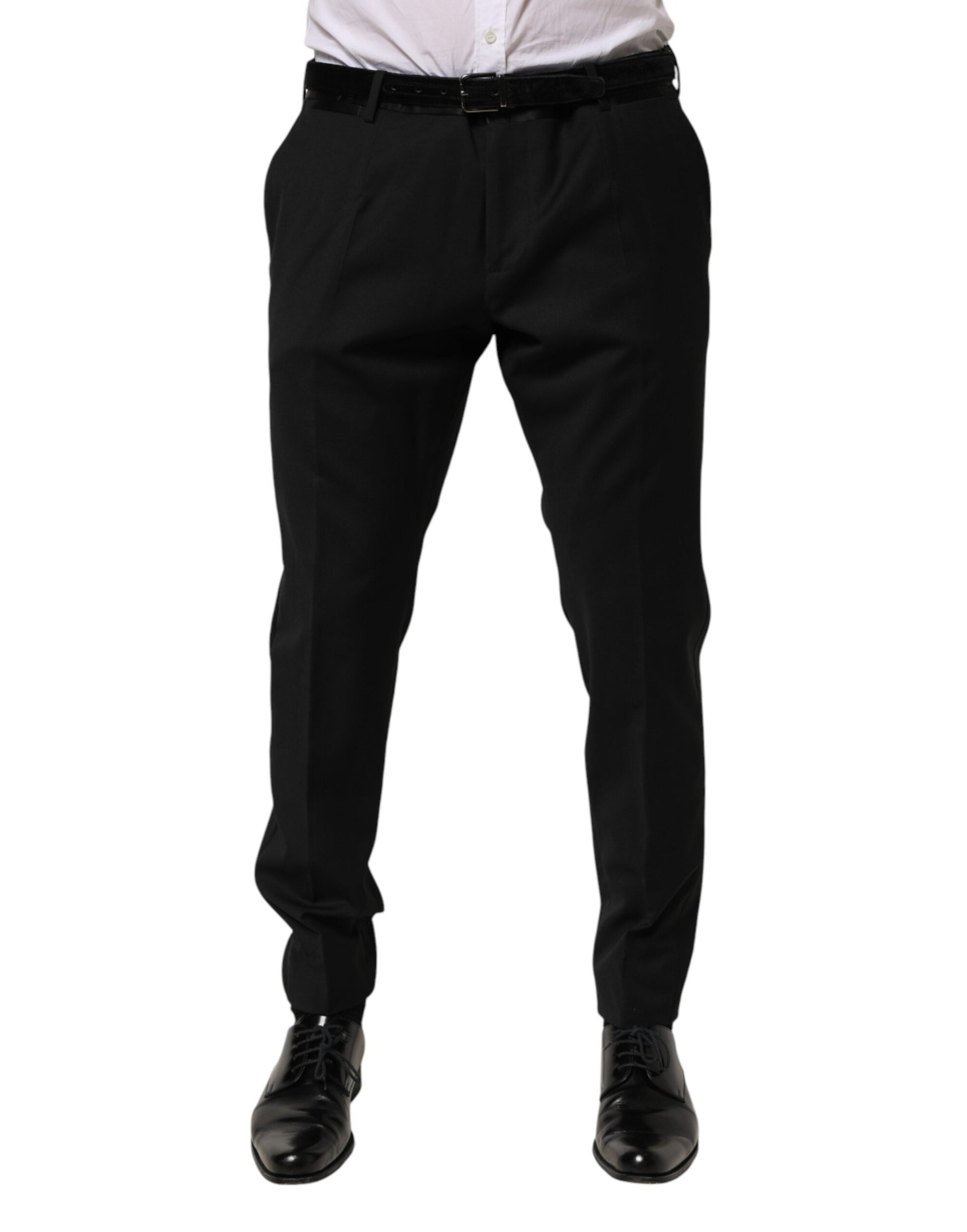 Black Wool Formal Dress Men Trouser Pants-Dolce & Gabbana-LabelTerrace.com
