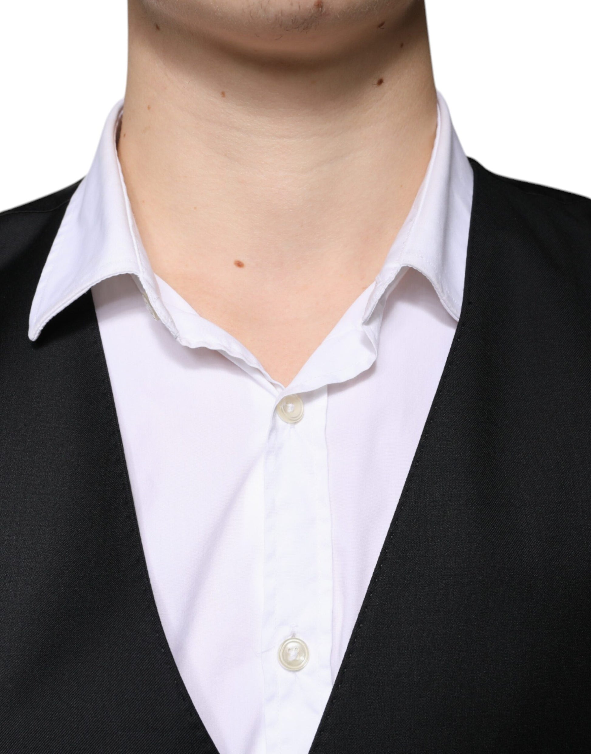 Black Wool Formal Dress Men Waistcoat Vest-Dolce & Gabbana-LabelTerrace.com