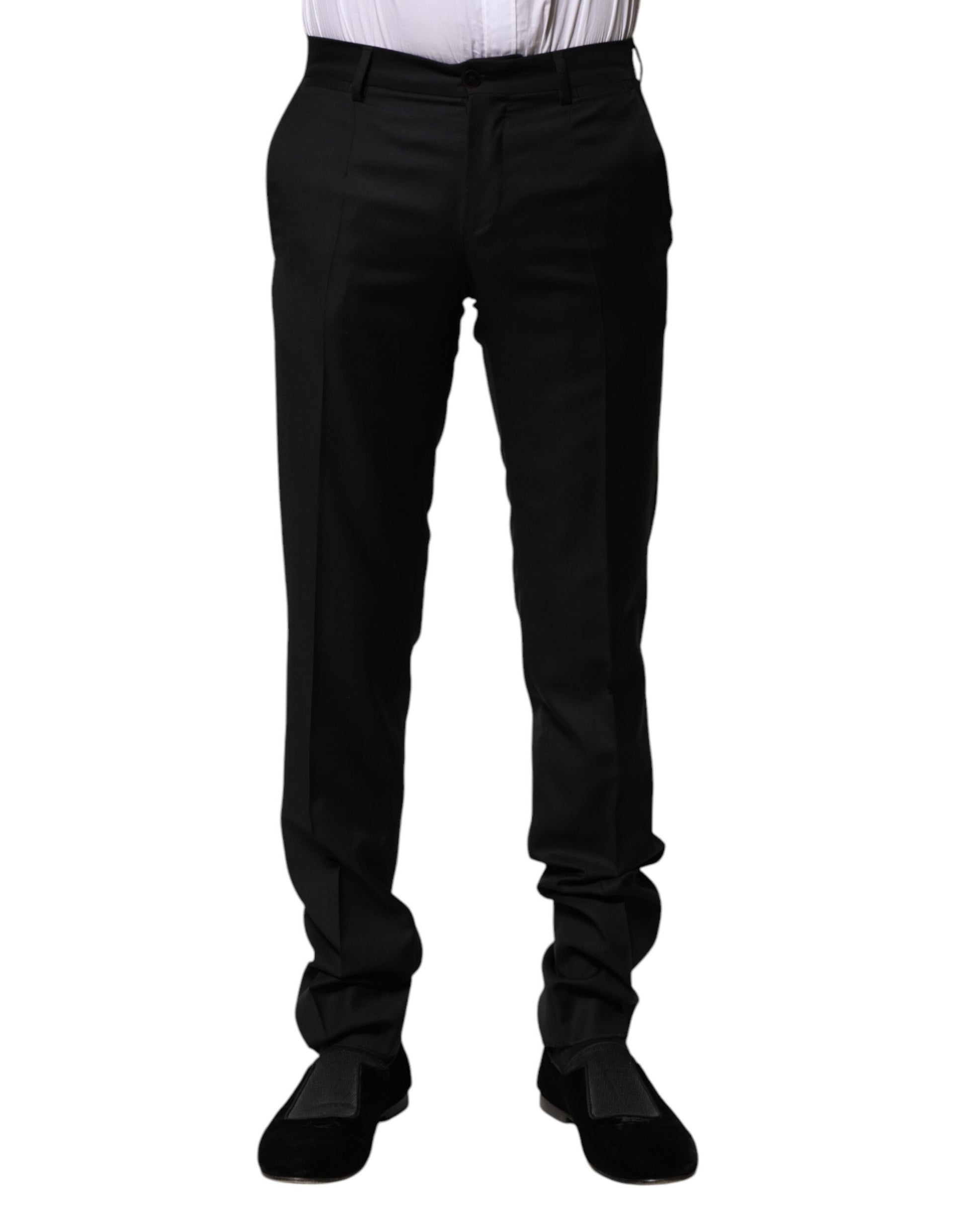 Black Wool Formal Men Slim Pants
