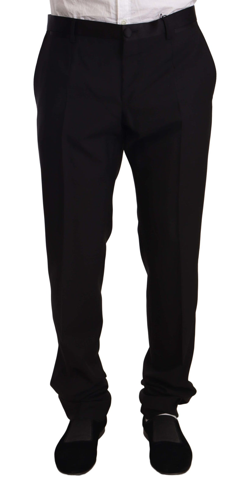 Black Wool Formal Tuxedo Trouser Pants-Dolce & Gabbana-LabelTerrace.com