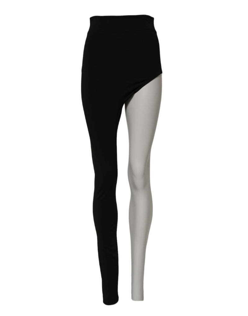 Black Wool High Waist Single Leg Pants-Dolce & Gabbana-LabelTerrace.com
