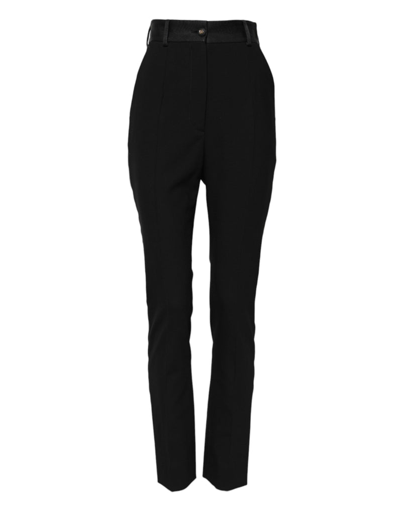 Black Wool High Waist Skinny Pants-Dolce & Gabbana-LabelTerrace.com