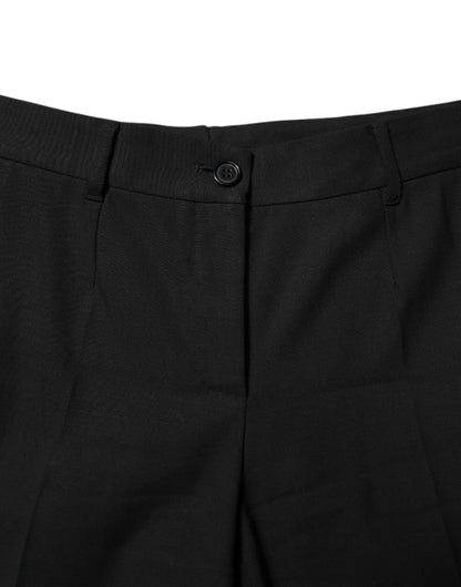 Black Wool High Waist Tapered Pants-Dolce & Gabbana-LabelTerrace.com