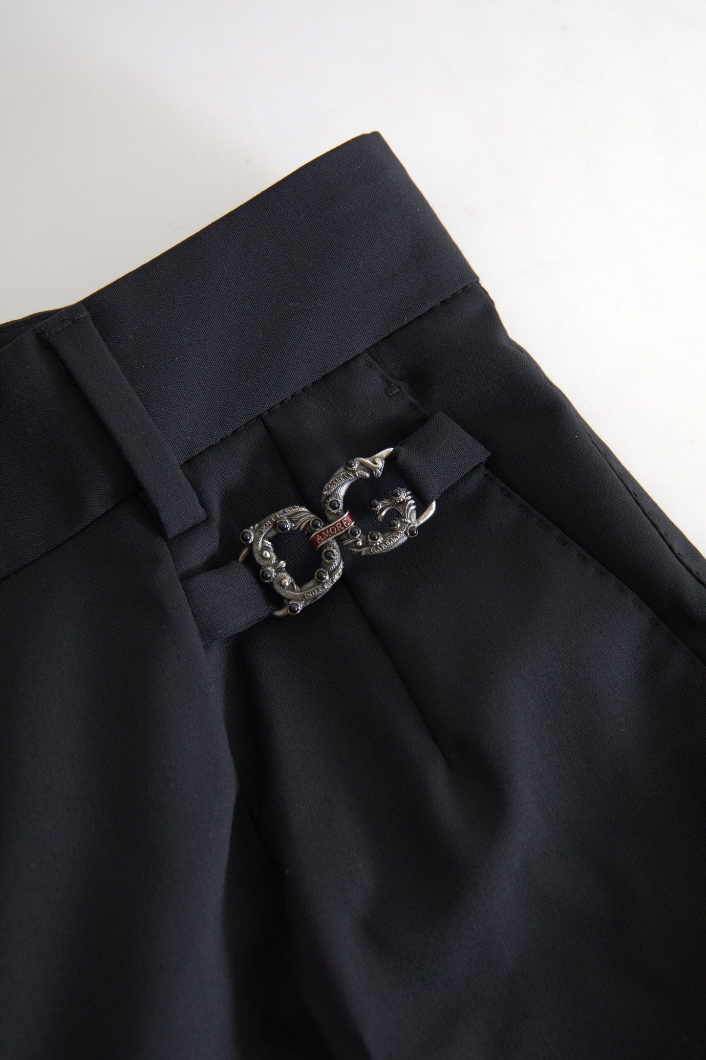 Black Wool High Waist Tapered Pants-Dolce & Gabbana-LabelTerrace.com