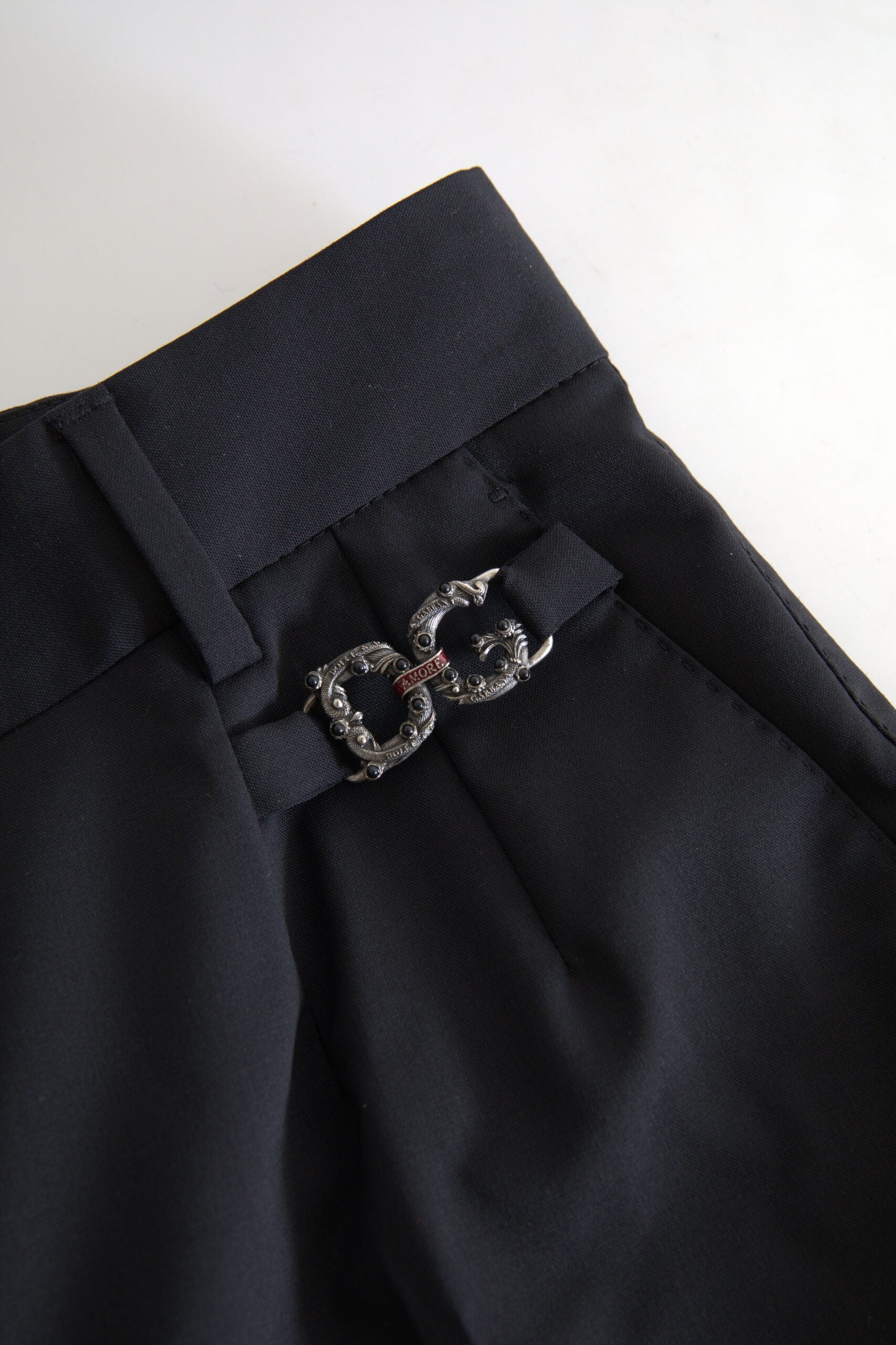 Black Wool High Waist Tapered Pants-Dolce & Gabbana-LabelTerrace.com