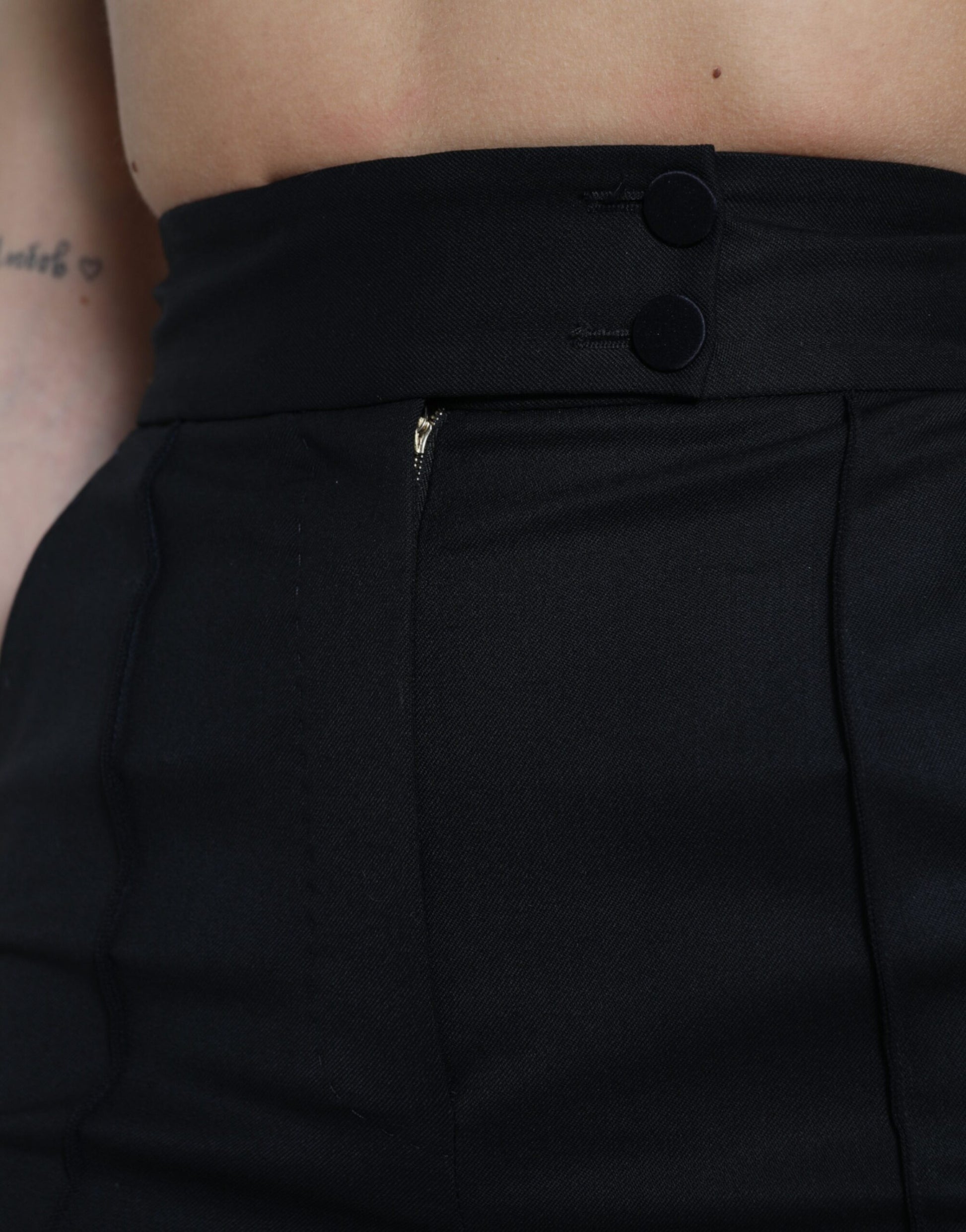 Black Wool High Waist Tapered Pants-Dolce & Gabbana-LabelTerrace.com