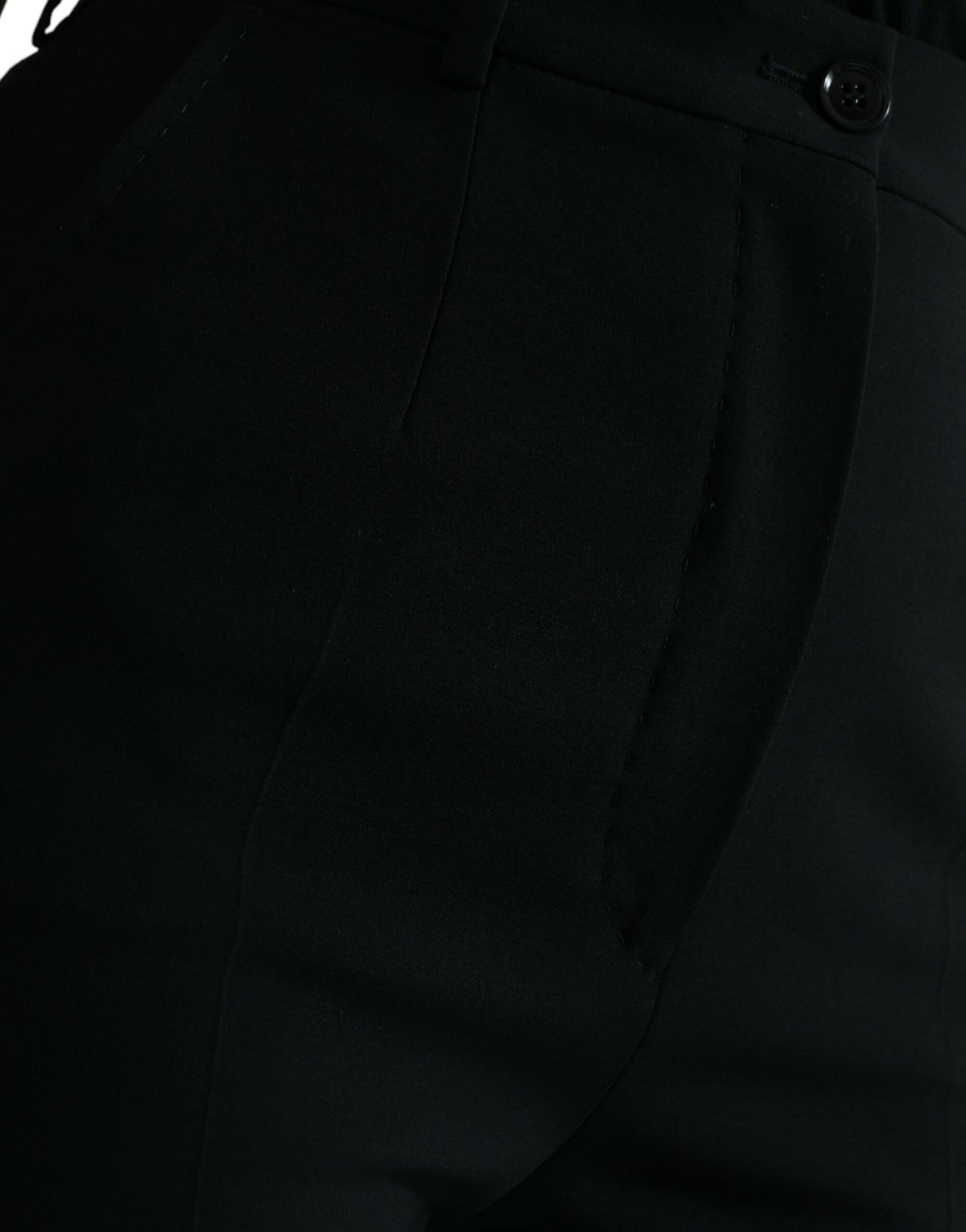 Black Wool High Waist Tapered Pants-Dolce & Gabbana-LabelTerrace.com