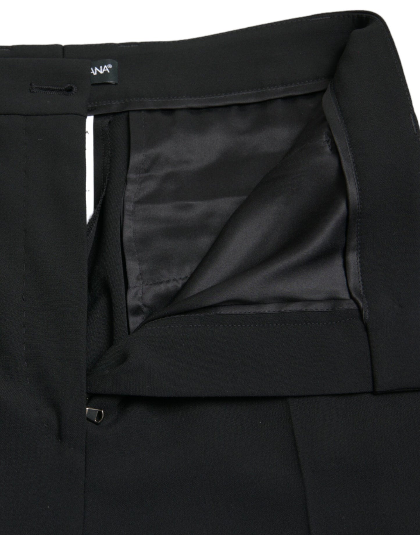 Black Wool High Waist Tapered Pants-Dolce & Gabbana-LabelTerrace.com