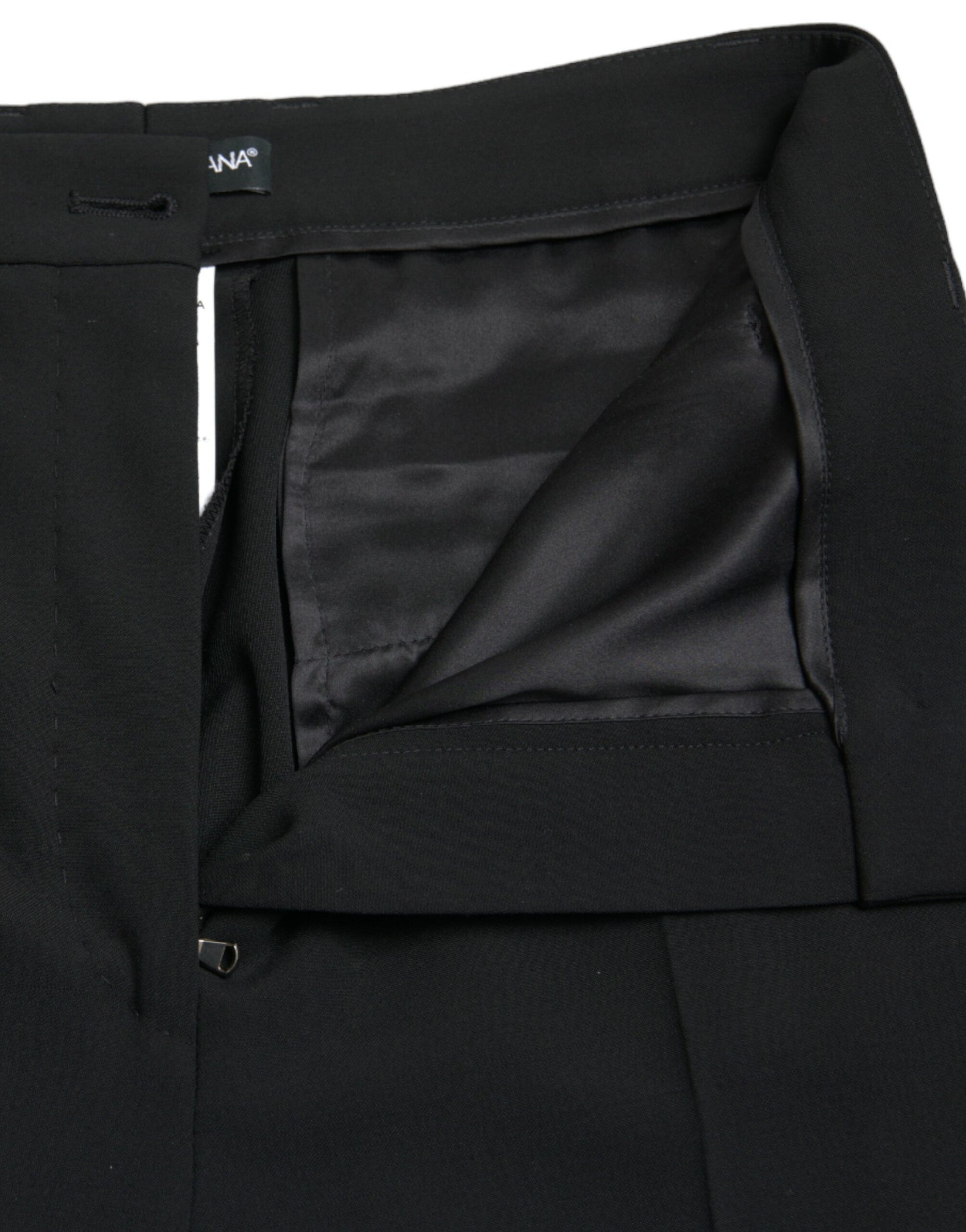 Black Wool High Waist Tapered Pants-Dolce & Gabbana-LabelTerrace.com