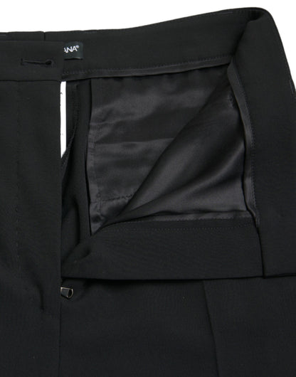 Black Wool High Waist Tapered Pants-Dolce & Gabbana-LabelTerrace.com