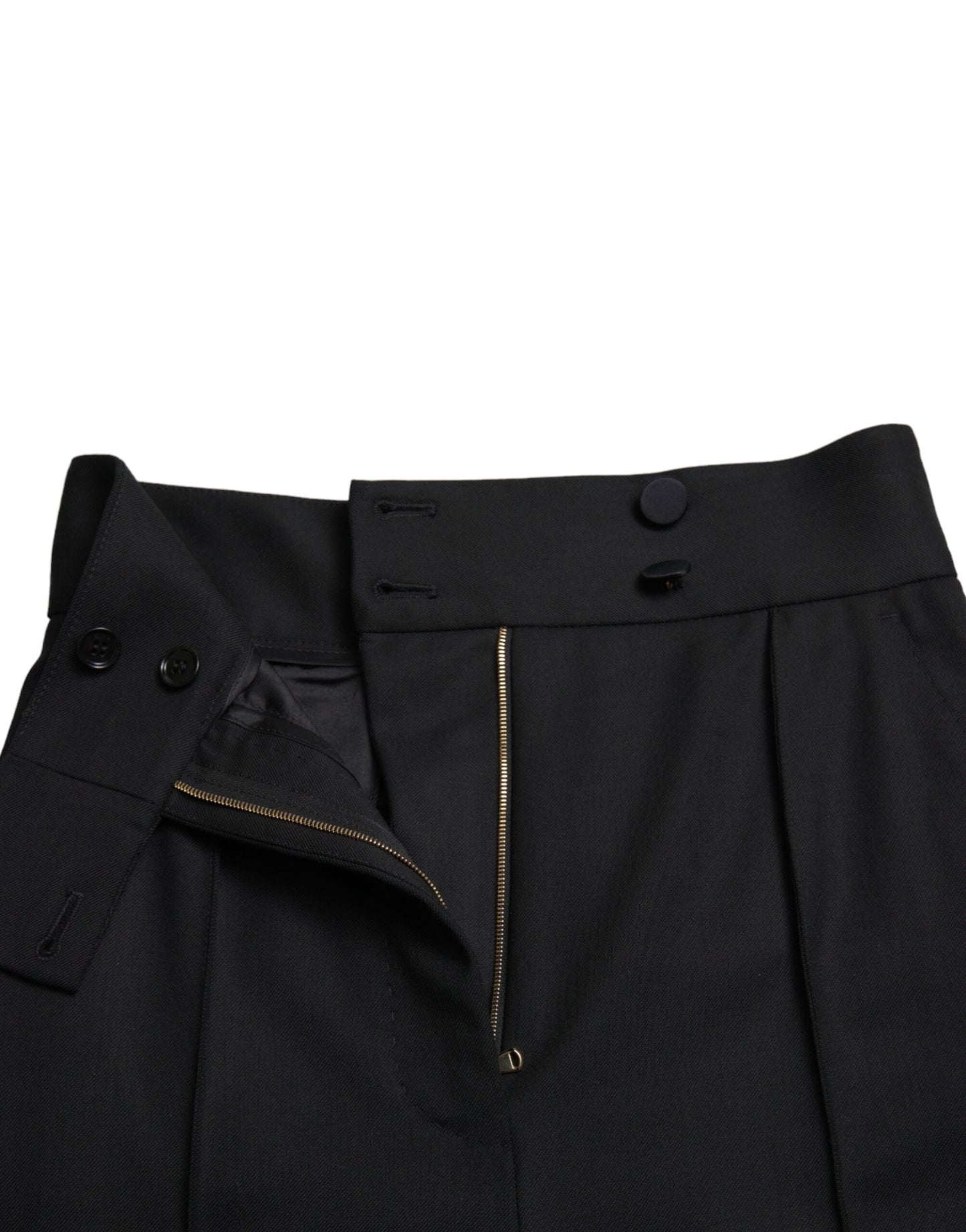 Black Wool High Waist Tapered Pants-Dolce & Gabbana-LabelTerrace.com