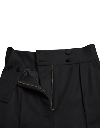 Black Wool High Waist Tapered Pants-Dolce & Gabbana-LabelTerrace.com