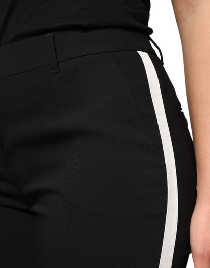 Black Wool High Waist Tapered Pants-Dolce & Gabbana-LabelTerrace.com