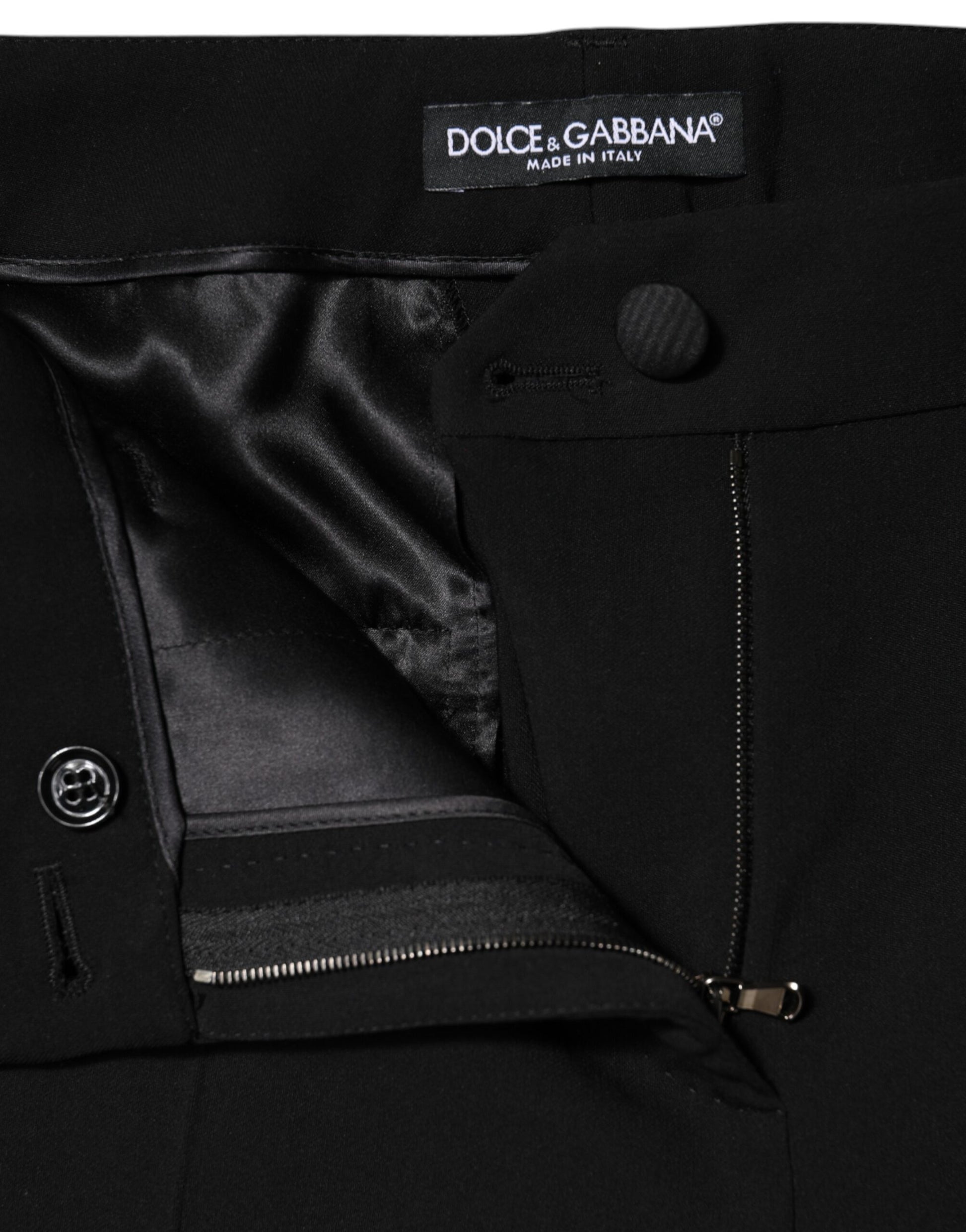 Black Wool High Waist Tapered Pants-Dolce & Gabbana-LabelTerrace.com