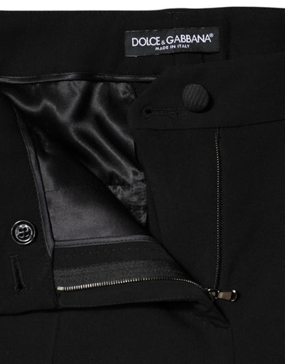 Black Wool High Waist Tapered Pants-Dolce & Gabbana-LabelTerrace.com