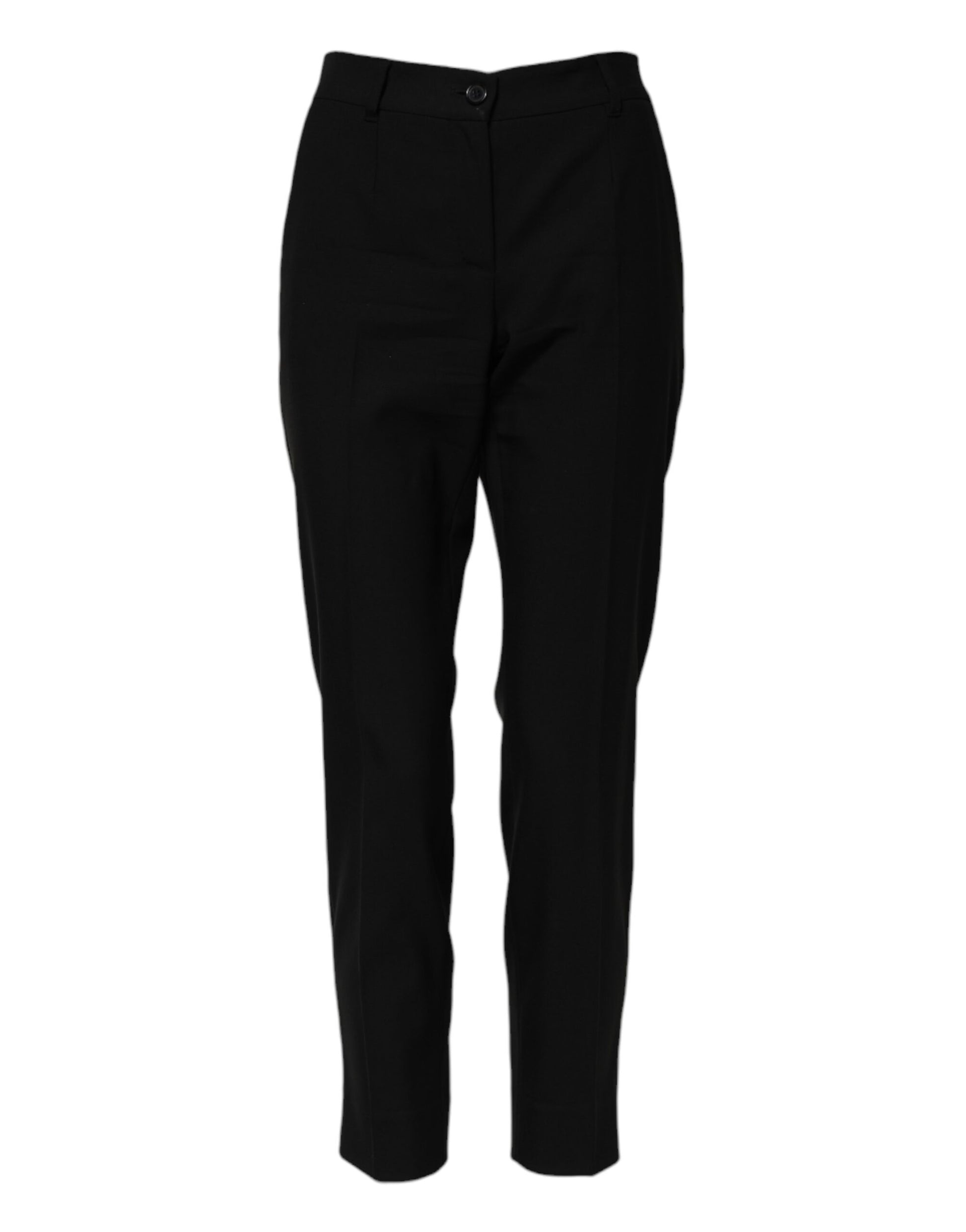 Black Wool High Waist Tapered Pants-Dolce & Gabbana-LabelTerrace.com