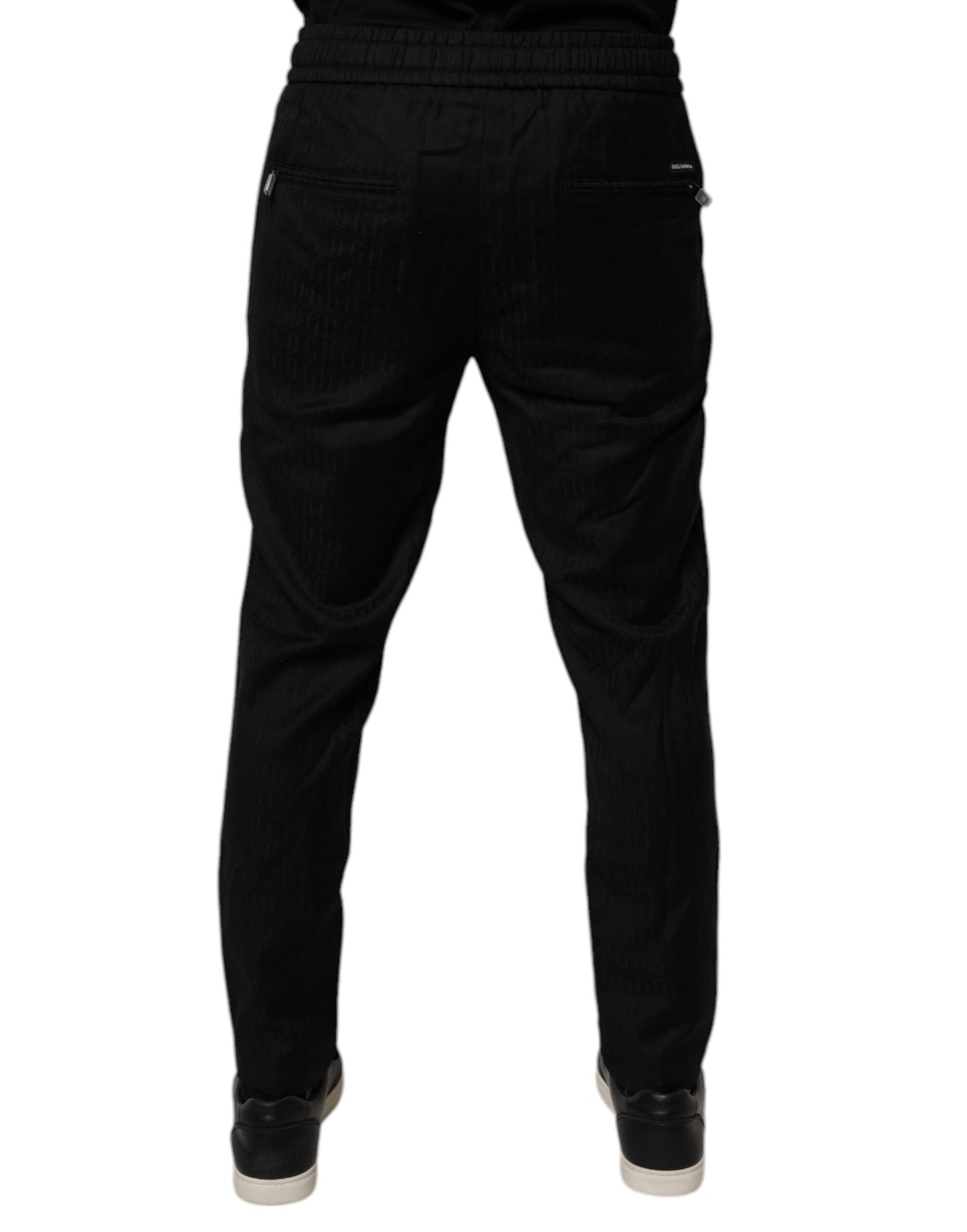 Black Wool Jogger Jogging Pants-Dolce & Gabbana-LabelTerrace.com