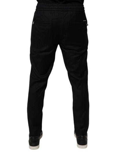 Black Wool Jogger Jogging Pants-Dolce & Gabbana-LabelTerrace.com