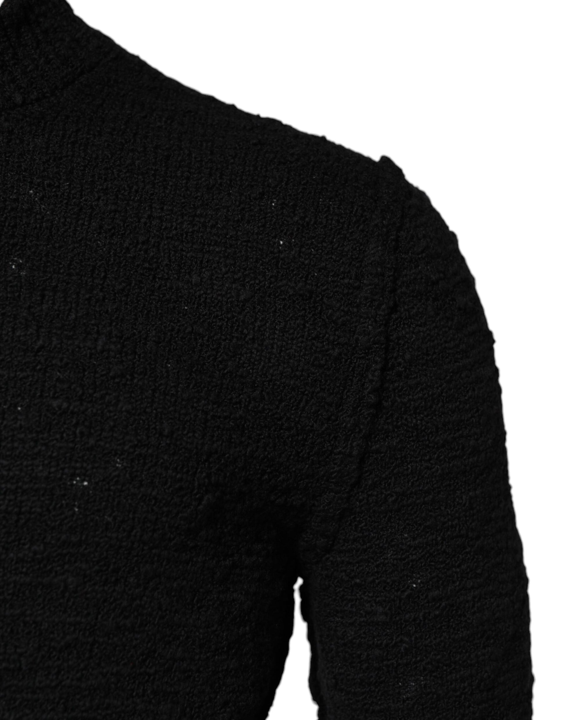 Black Wool Knit Crew Neck Pullover Sweater-Dolce & Gabbana-LabelTerrace.com