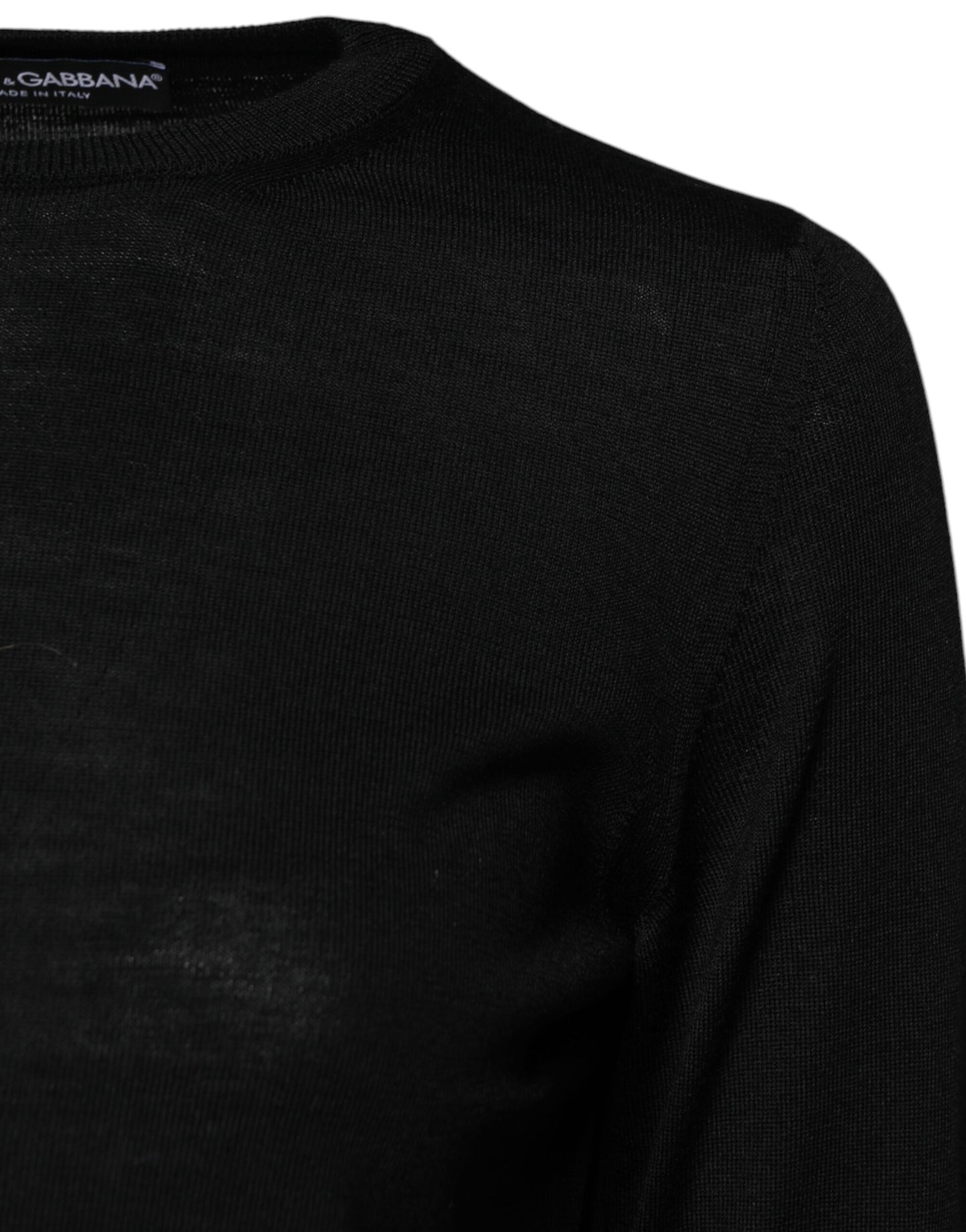 Black Wool Knit Crew Neck Pullover Sweater-Dolce & Gabbana-LabelTerrace.com