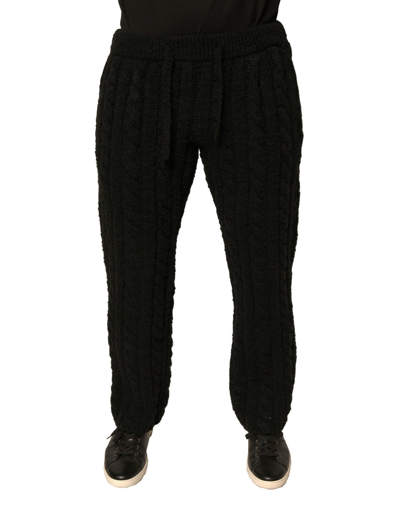 Black Wool Knitted Skinny Pants-Dolce & Gabbana-LabelTerrace.com