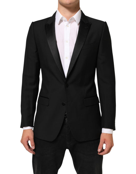 Black Wool MARTINI 2 Button Men Suit Blazer-Dolce & Gabbana-LabelTerrace.com
