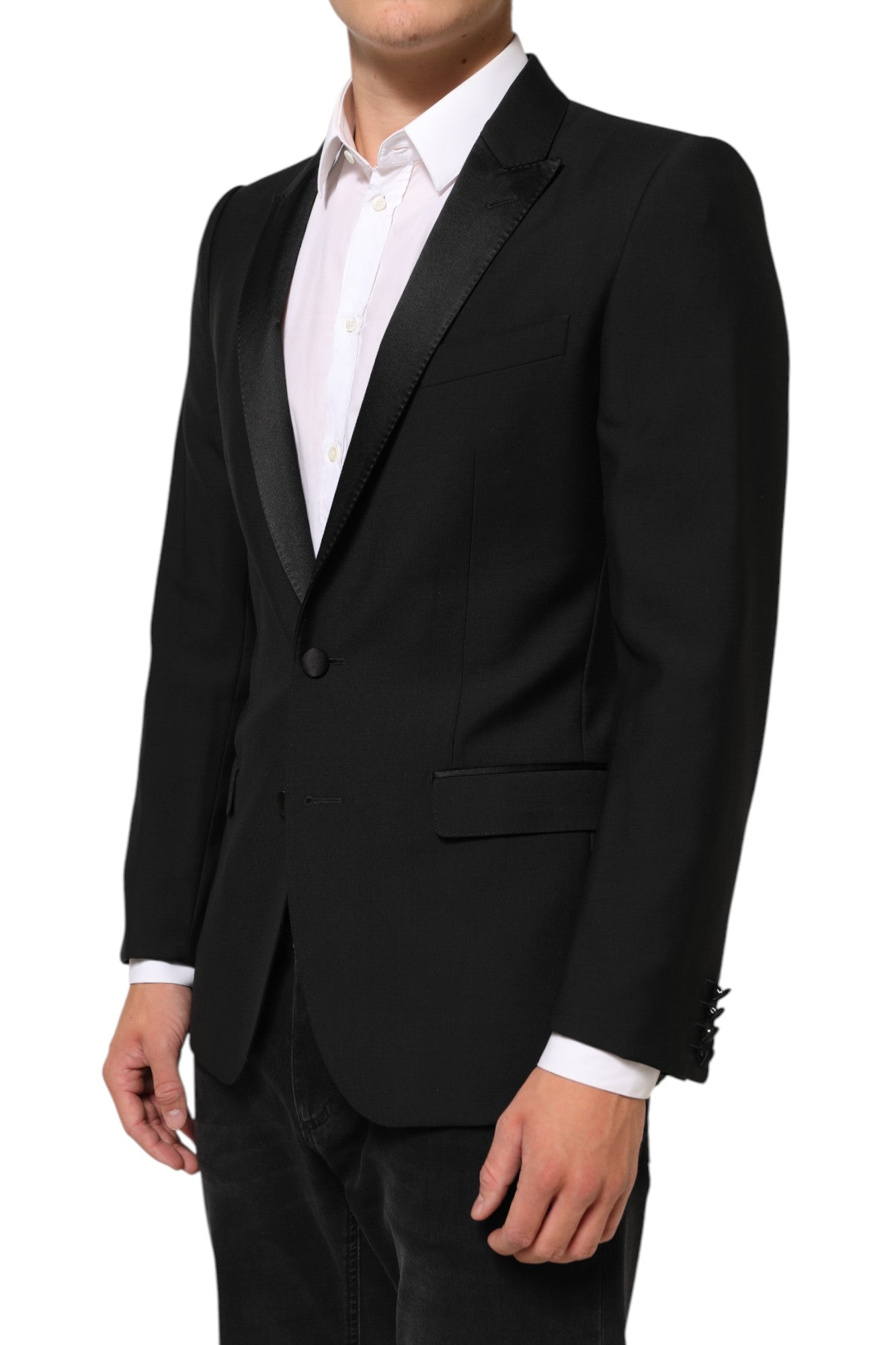 Black Wool MARTINI 2 Button Men Suit Blazer-Dolce & Gabbana-LabelTerrace.com
