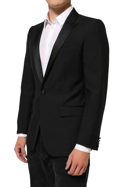 Black Wool MARTINI 2 Button Men Suit Blazer-Dolce & Gabbana-LabelTerrace.com