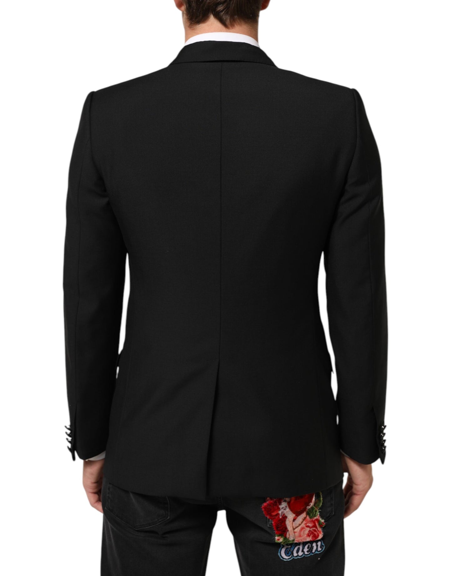 Black Wool MARTINI 2 Button Men Suit Blazer-Dolce & Gabbana-LabelTerrace.com