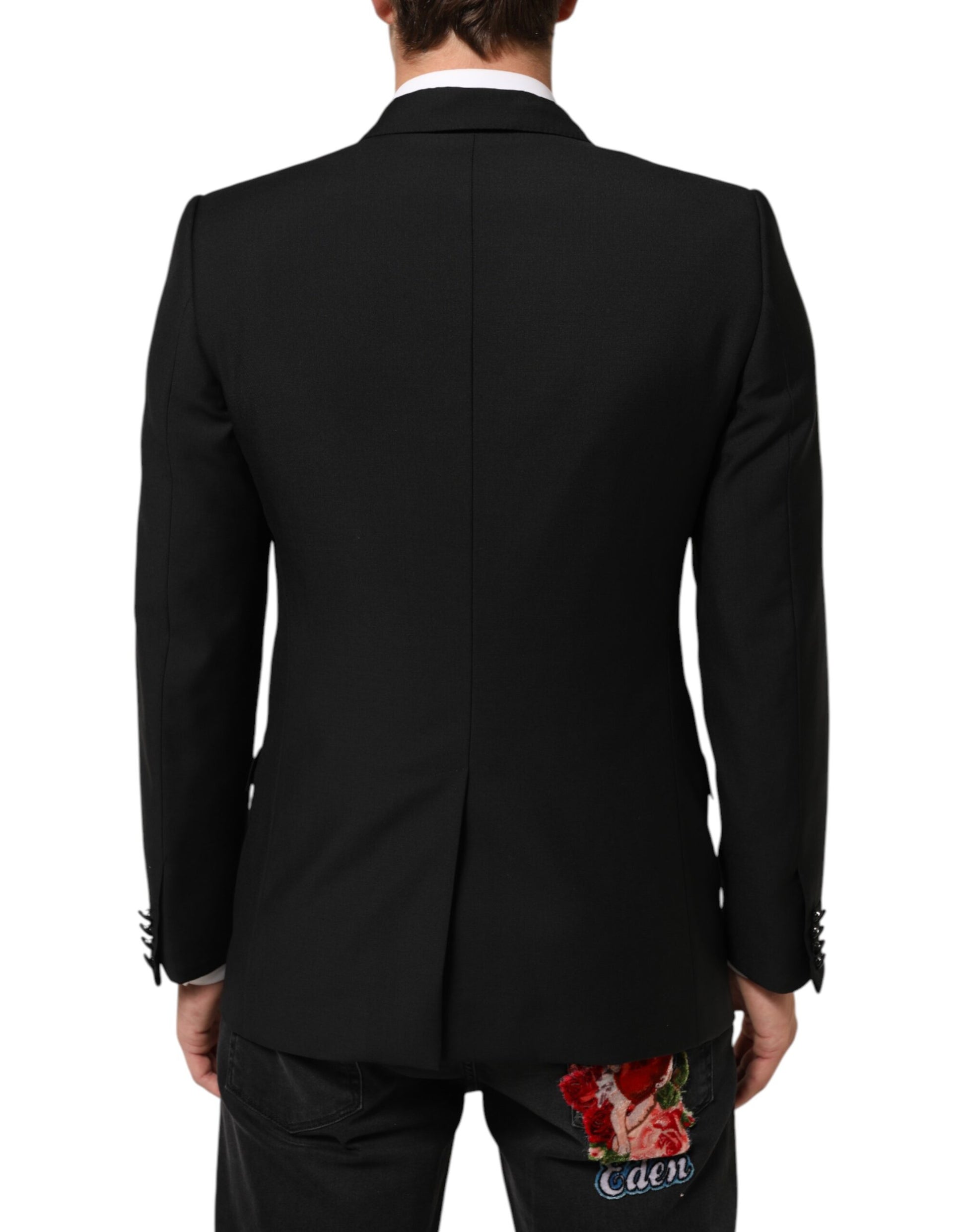 Black Wool MARTINI 2 Button Men Suit Blazer-Dolce & Gabbana-LabelTerrace.com