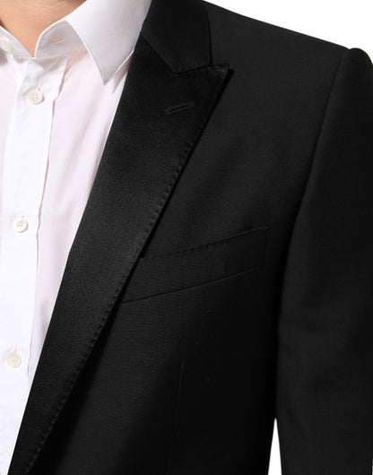 Black Wool MARTINI 2 Button Men Suit Blazer-Dolce & Gabbana-LabelTerrace.com