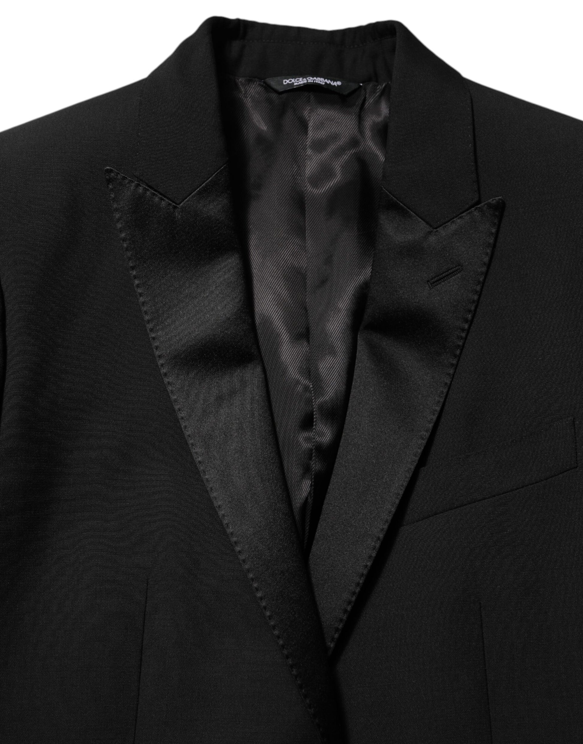 Black Wool MARTINI 2 Button Men Suit Blazer-Dolce & Gabbana-LabelTerrace.com