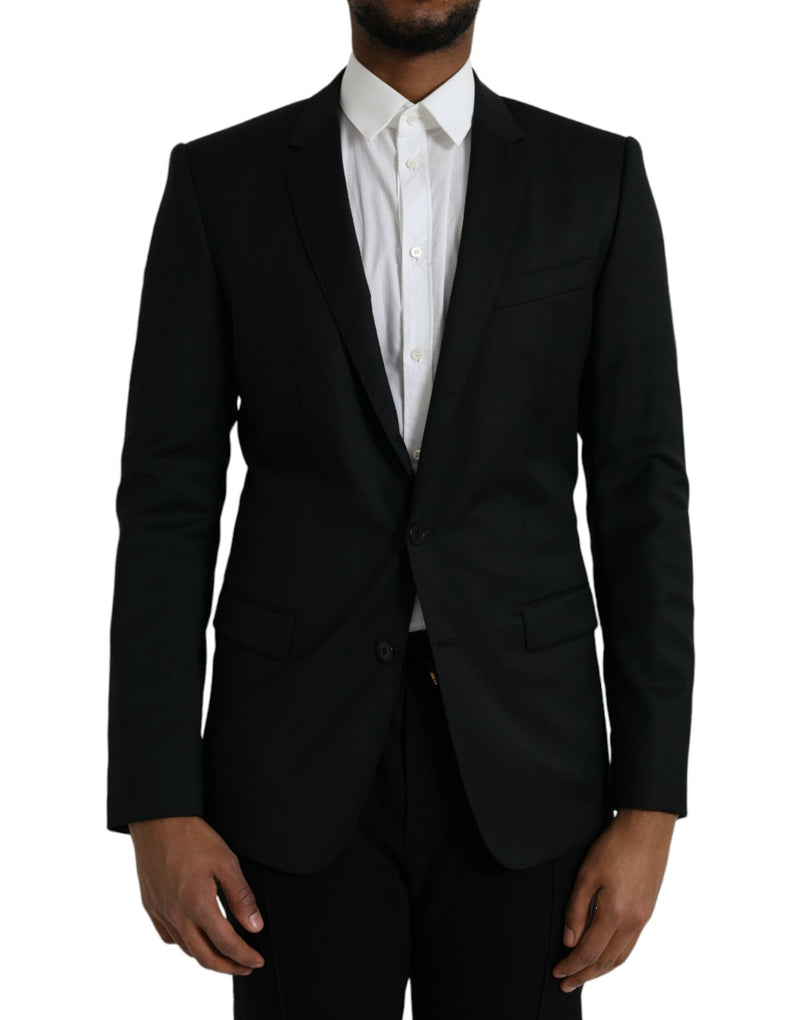 Black Wool MARTINI Single Breasted Blazer-Dolce & Gabbana-LabelTerrace.com