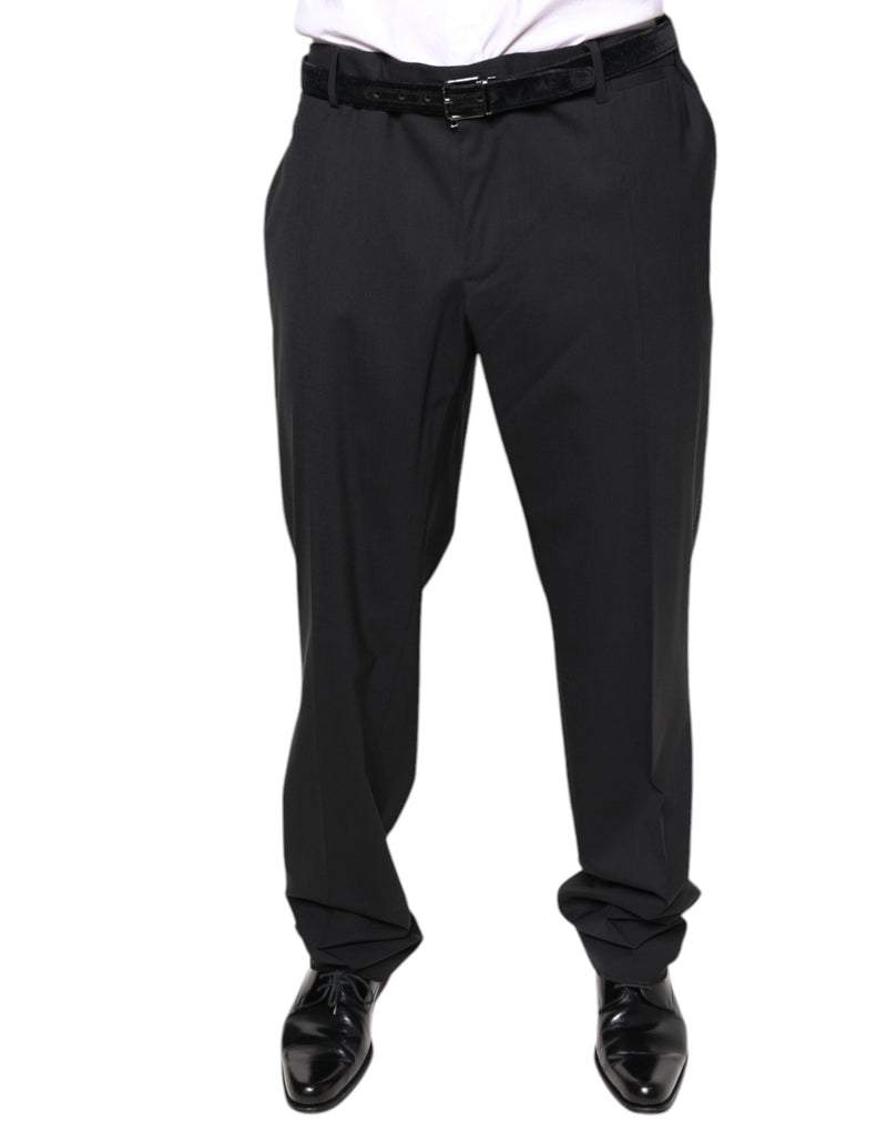Black Wool Men Formal Dress Pants-Dolce & Gabbana-LabelTerrace.com
