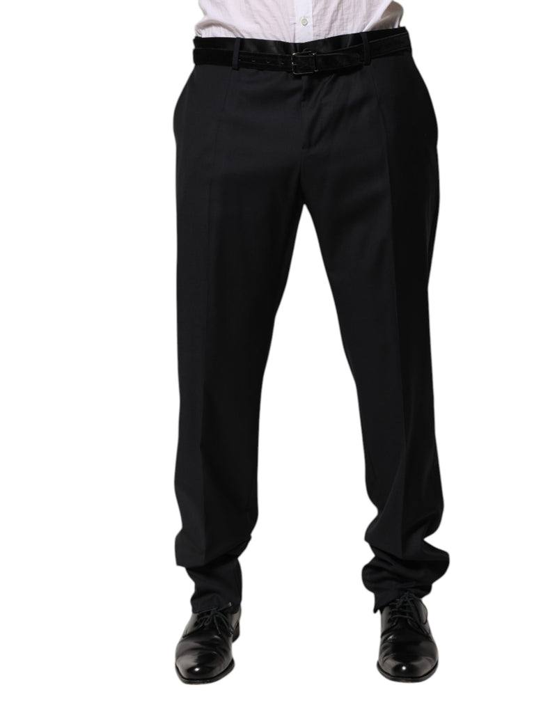 Black Wool Men Formal Dress Trouser Pants-Dolce & Gabbana-LabelTerrace.com
