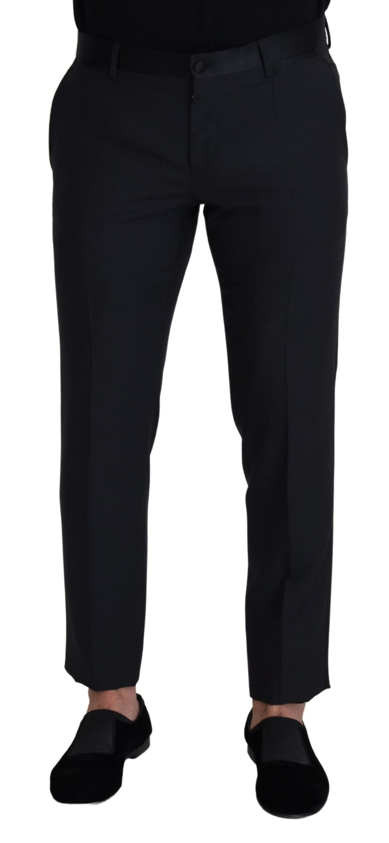 Black Wool Men Formal Pants-Dolce & Gabbana-LabelTerrace.com
