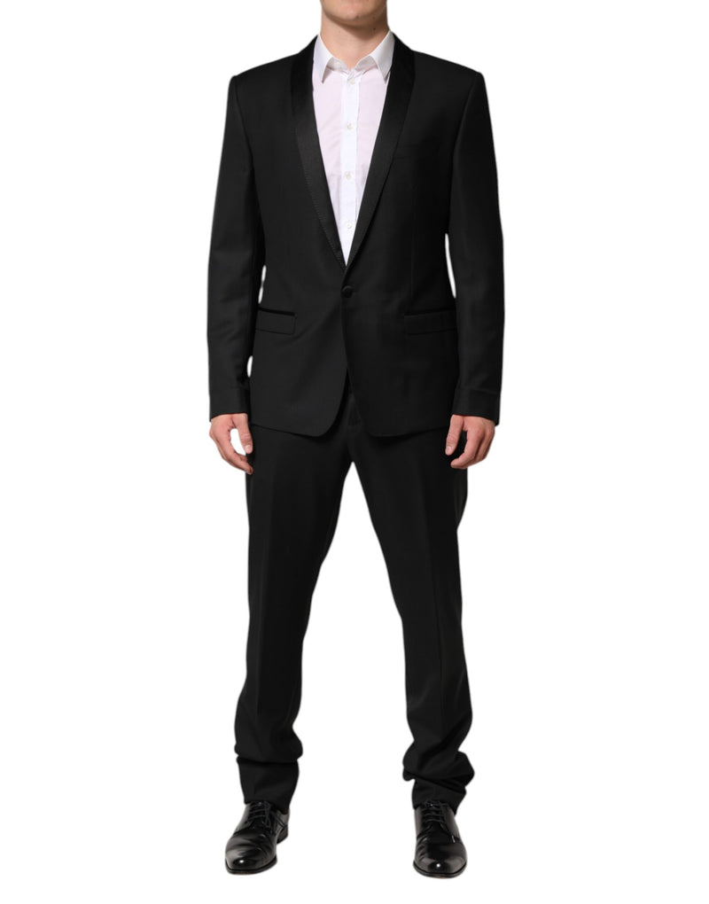 Black Wool Men Single Breasted 2 Piece Suit-Dolce & Gabbana-LabelTerrace.com