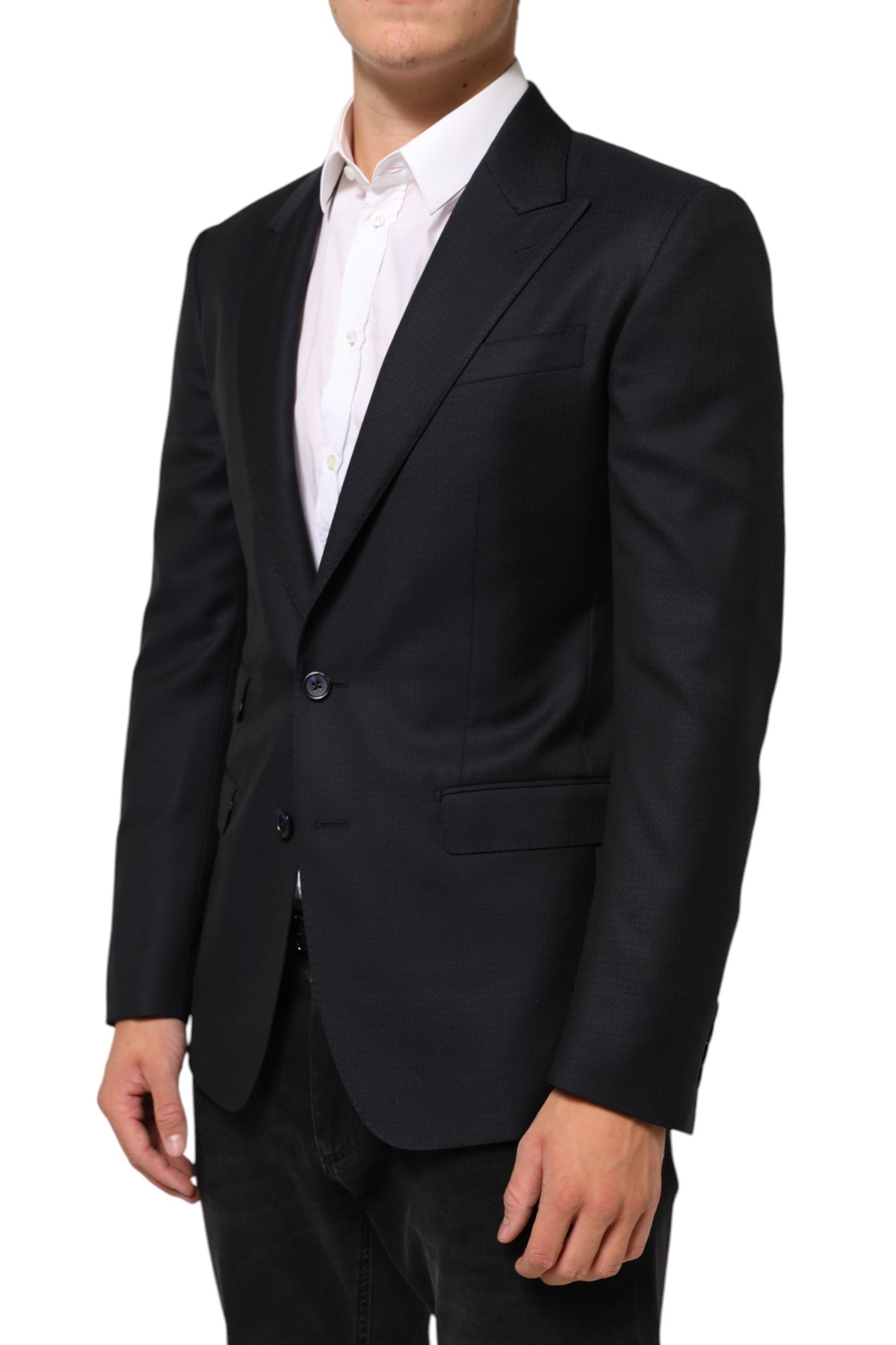 Black Wool NAPOLI 2 Button Men Suit Blazer-Dolce & Gabbana-LabelTerrace.com